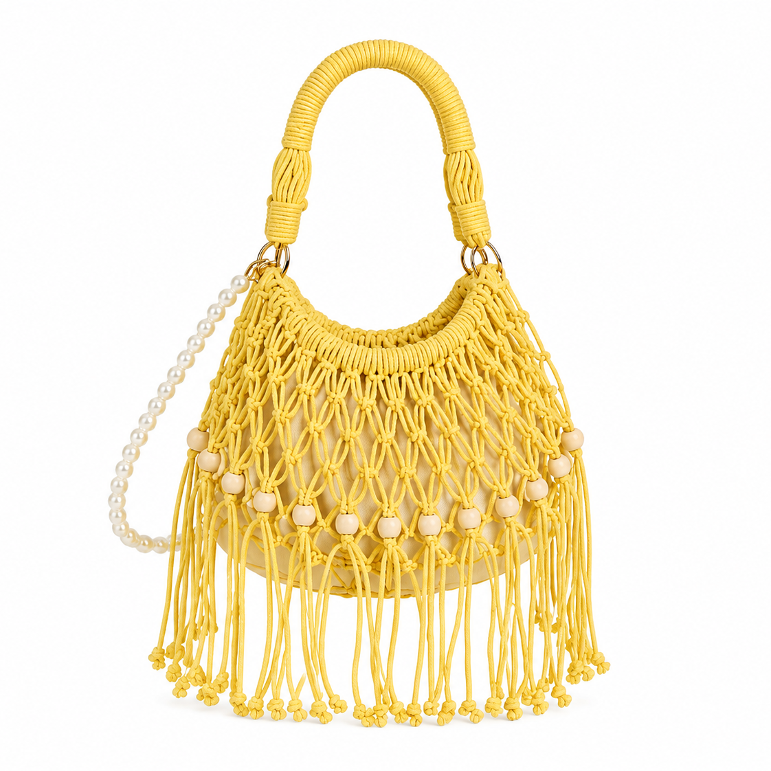 Bolso abalorios amarillo