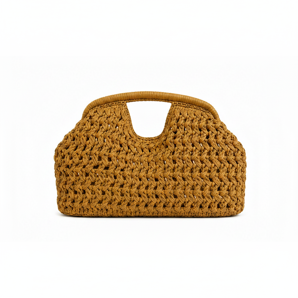 Bolso paja mostaza